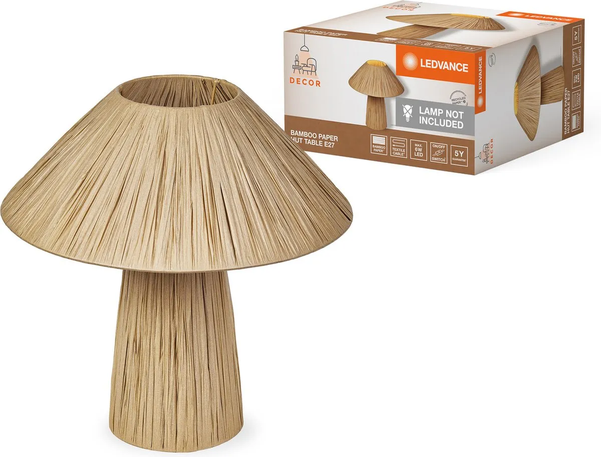 LEDVANCE DECOR Bamboo Paper Hut Tafellamp - E27 - Bruin - afbeelding 6 van 6