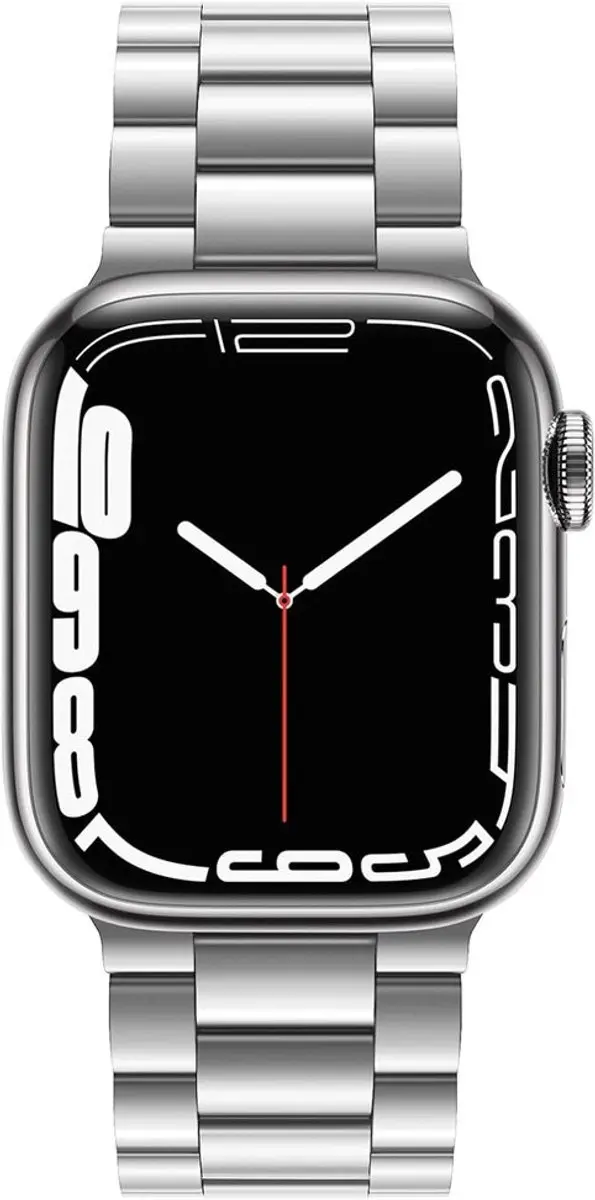 MobiQ Luxe Metalen Bandje Apple Watch 44mm - Zilver