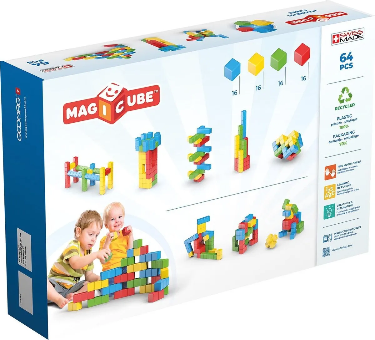 Geomag Magicube Full Color Recycled Try Me 64 - 64 Stukken - Multicolor