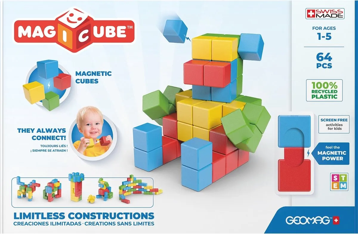 Geomag Magicube Full Color Recycled Try Me 64 - 64 Stukken - Multicolor - afbeelding 6 van 6