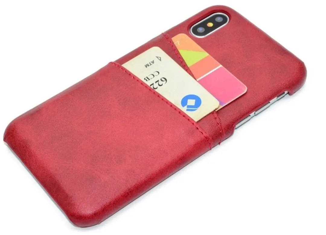 MobiQ Leather Snap On Wallet iPhone XS Max - Rood - 2 Pasjes