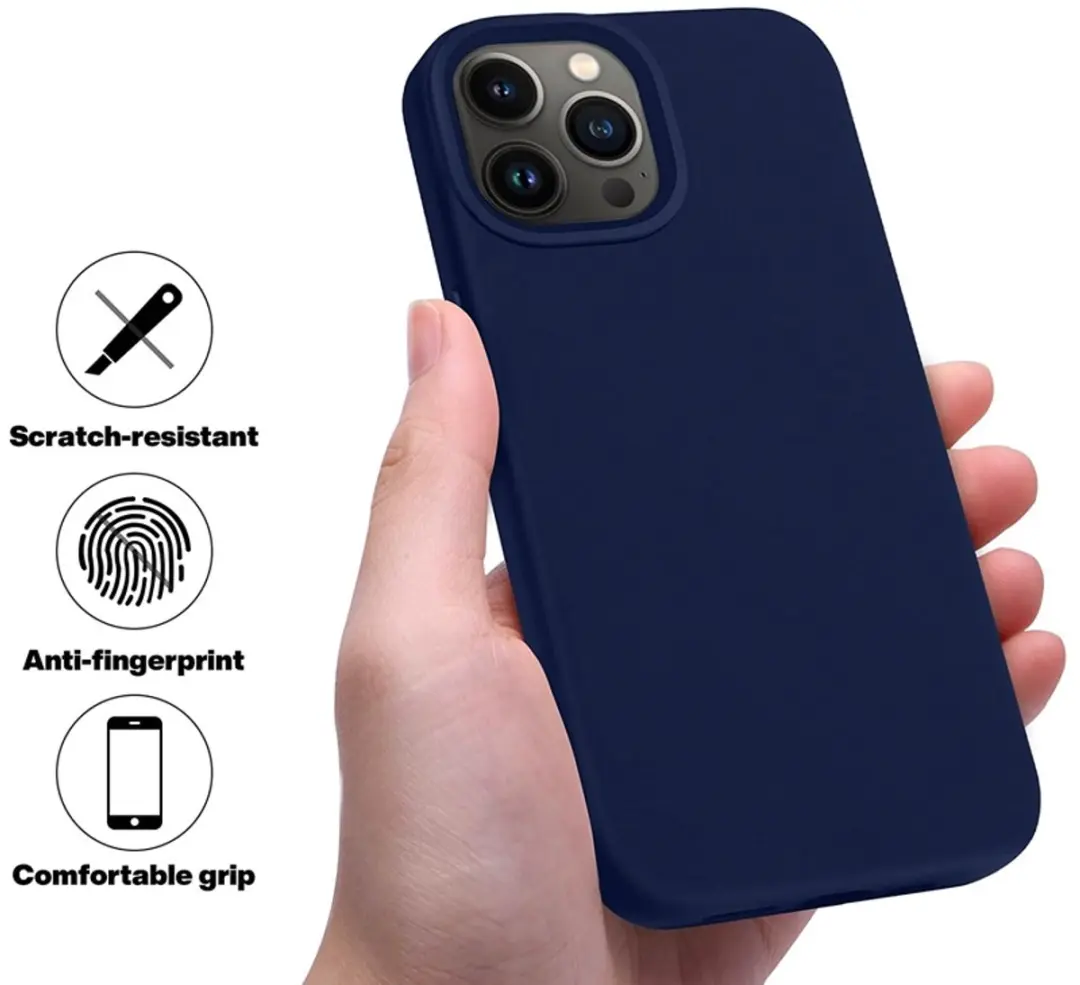 MobiQ Liquid Silicone Hoesje iPhone 13 Pro - donkerblauw