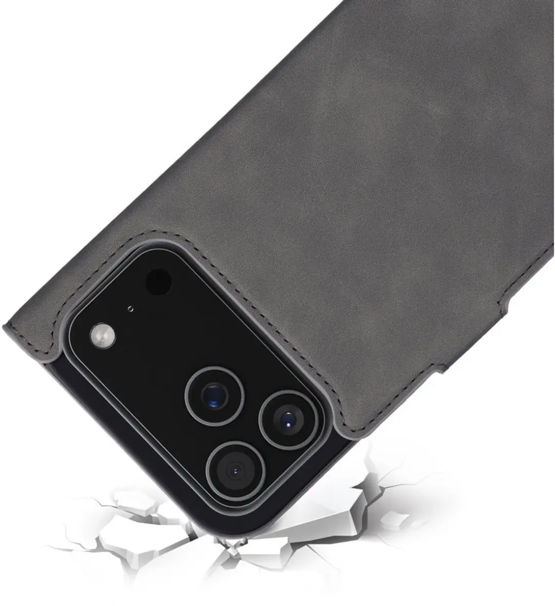 Mobiparts MP-129981 Hoesje iPhone 17 Pro Max - Eco Leer Grijs
