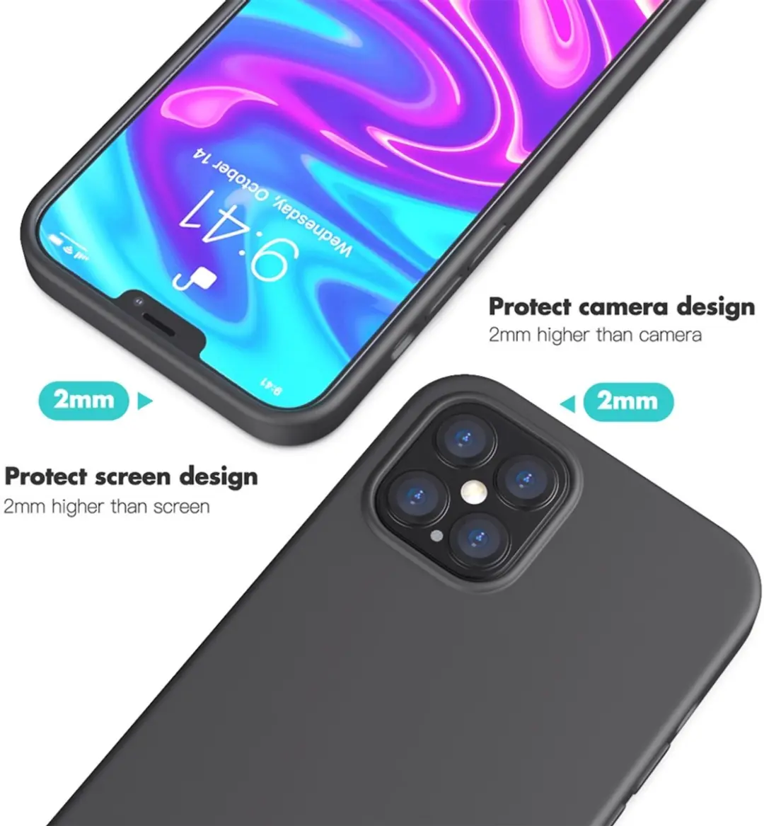 MobiQ Liquid Silicone Hoes iPhone 12 Pro 6.1 inch - Navy - MPN 13-00442