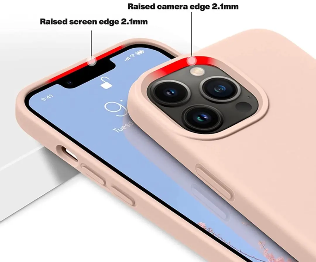 MobiQ Liquid Silicone Hoesje iPhone 13 Pro Max - lichtroze