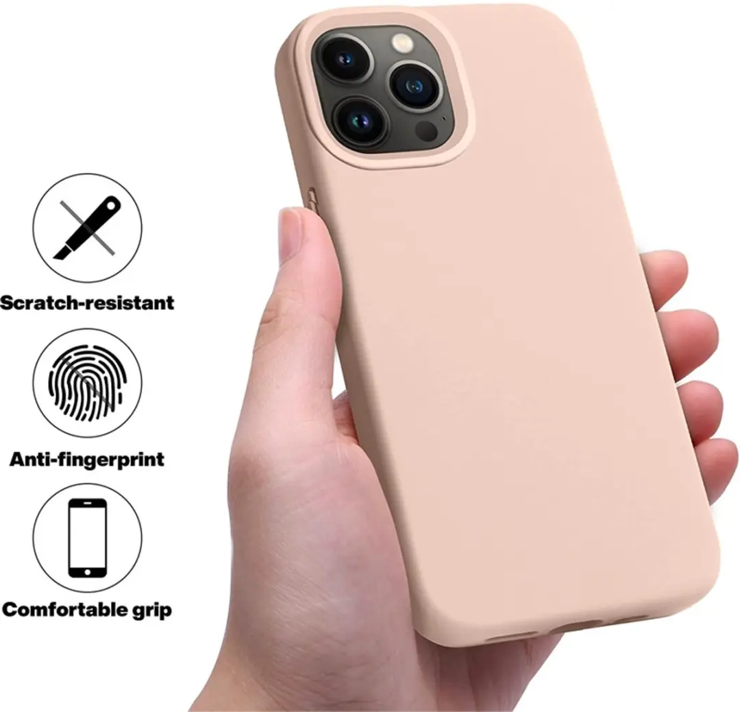 MobiQ Liquid Silicone Hoesje iPhone 13 Pro Max - lichtroze