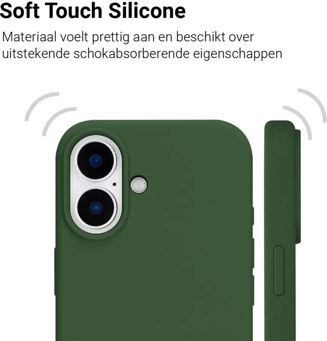 MobiQ Liquid Silicone Hoesje iPhone 16 - Donkergroen - MPN 46-00024