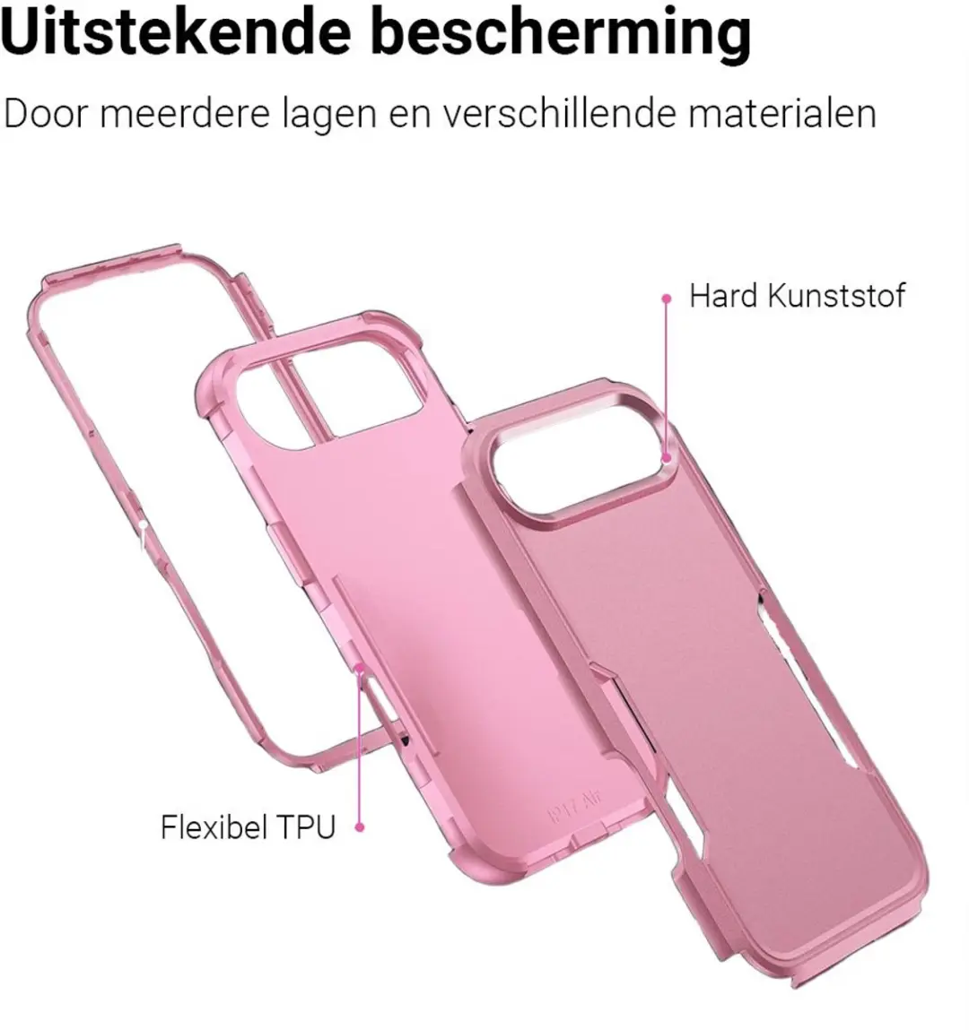 MobiQ Layered Armor Hoesje 46-01303 - iPhone 17 Air - Roze