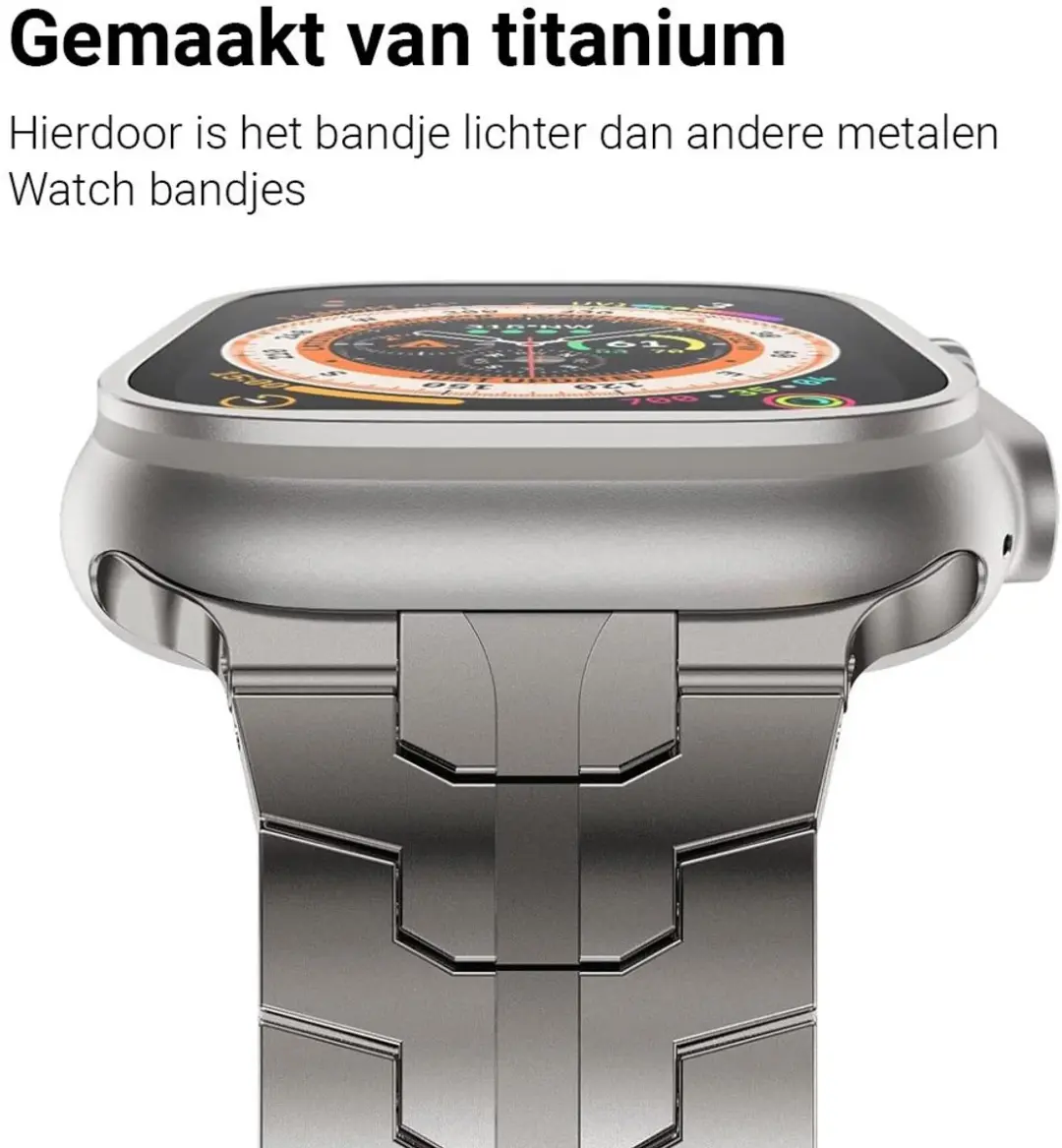 MobiQ Titanium Bandje Apple Watch 46mm - Titanium
