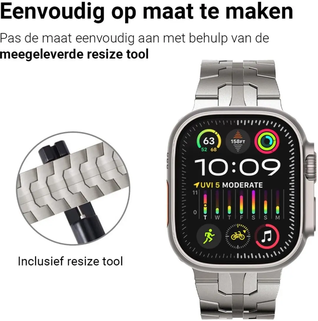 MobiQ Titanium Bandje Apple Watch 46mm - Titanium