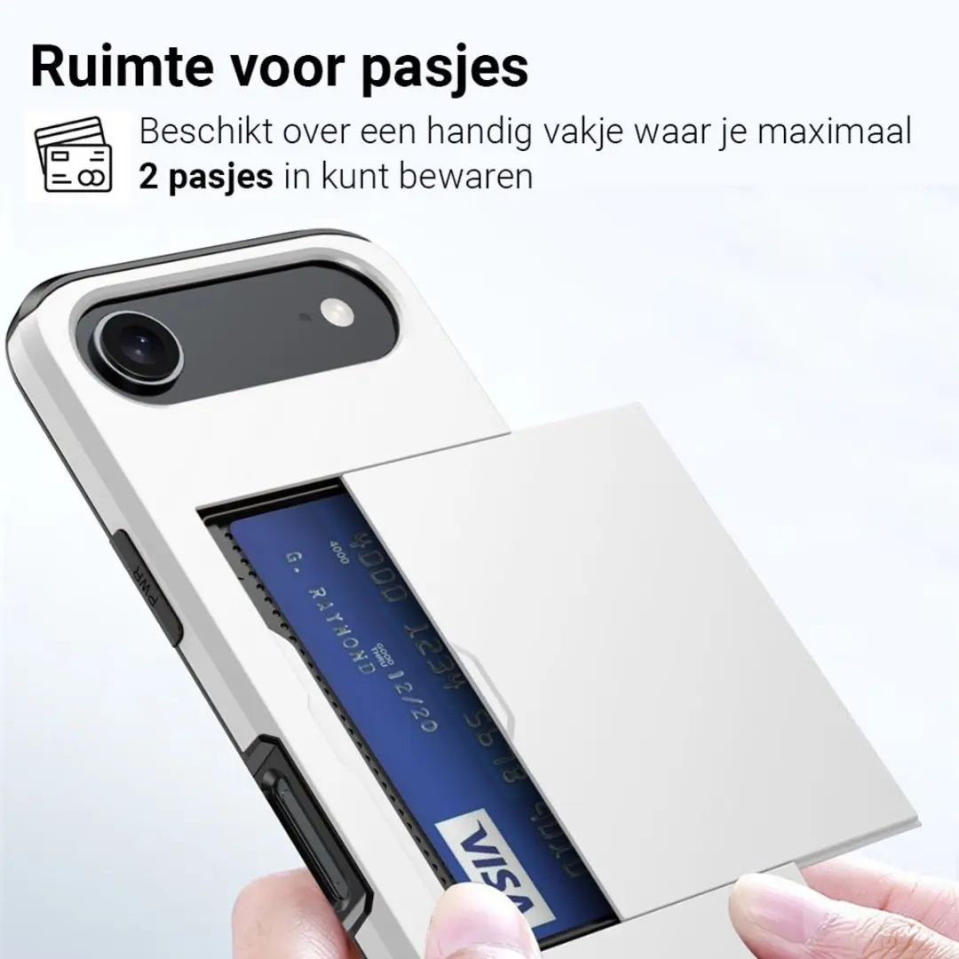 MobiQ Hybrid Card iPhone 17 Air Hoesje 46-01124 - Wit
