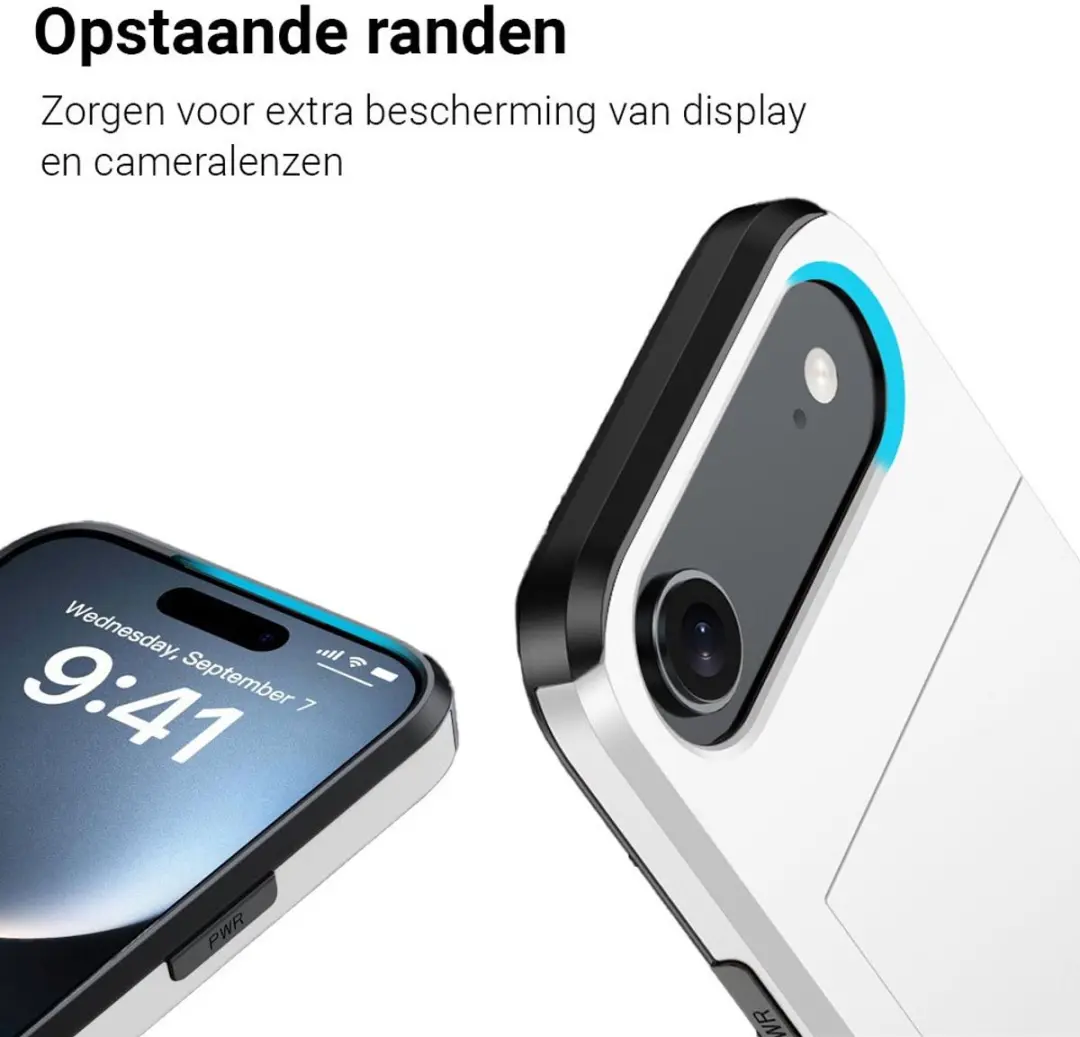 MobiQ Hybrid Card iPhone 17 Air Hoesje 46-01124 - Wit