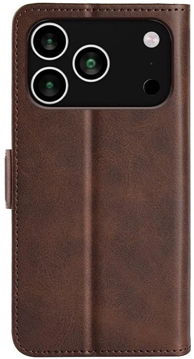 MobiQ PU Lederen Wallet Hoesje iPhone 17 Pro Max - 46-01476 - Donkerbruin