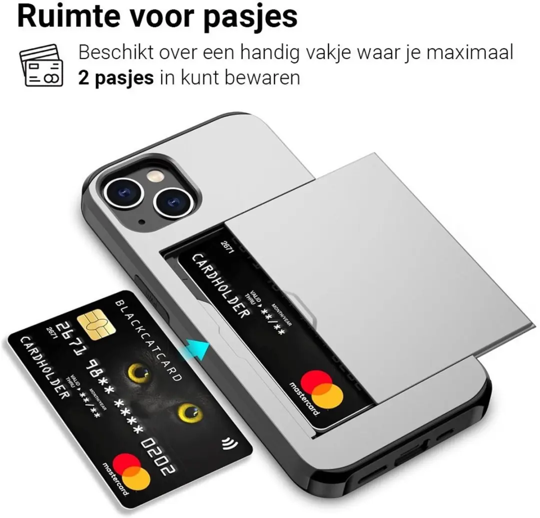 MobiQ Hybrid Card Case Hoesje 46-00146 - iPhone 16 Plus - Grijs