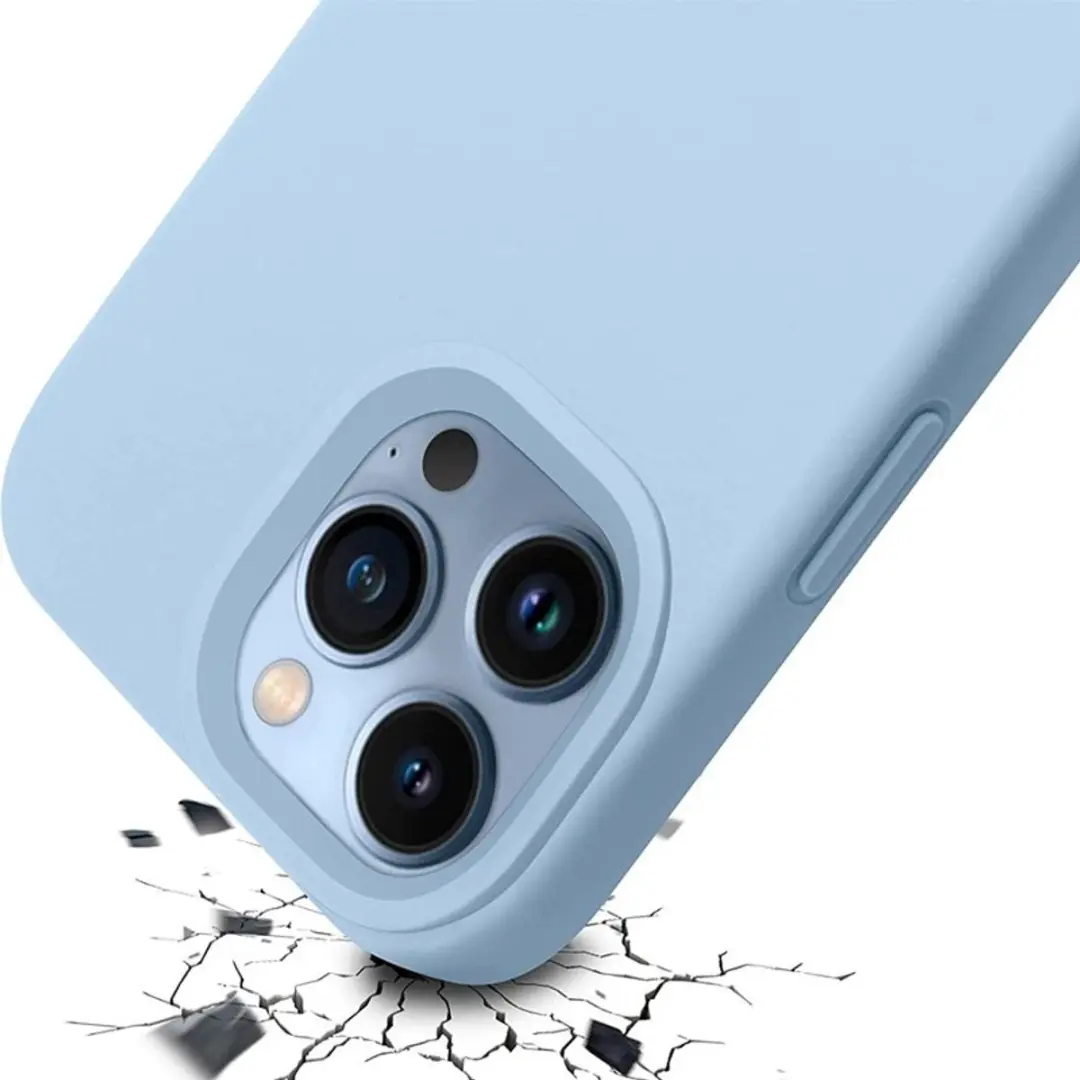 MobiQ Liquid Silicone Hoesje iPhone 15 Pro - lichtblauw