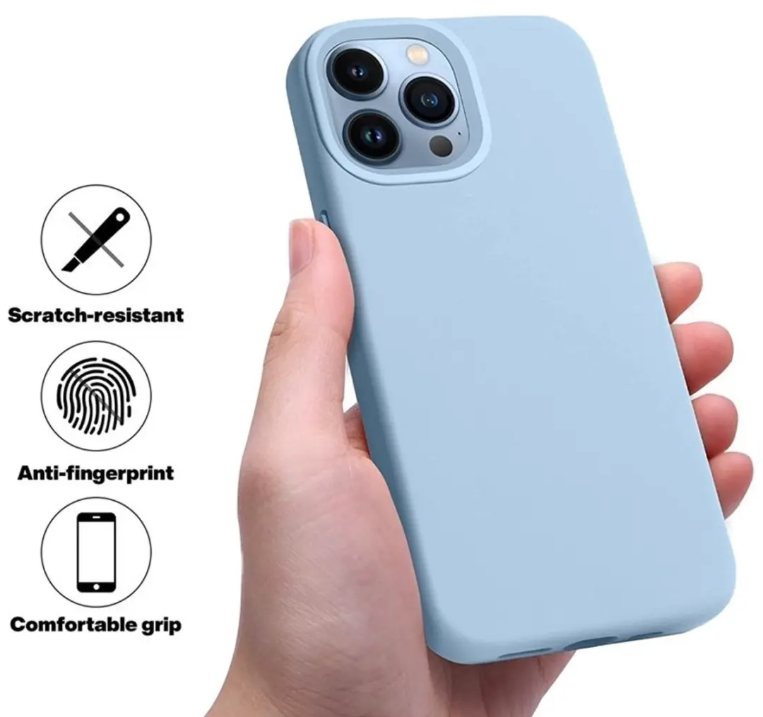 MobiQ Liquid Silicone Hoesje iPhone 15 Pro - lichtblauw