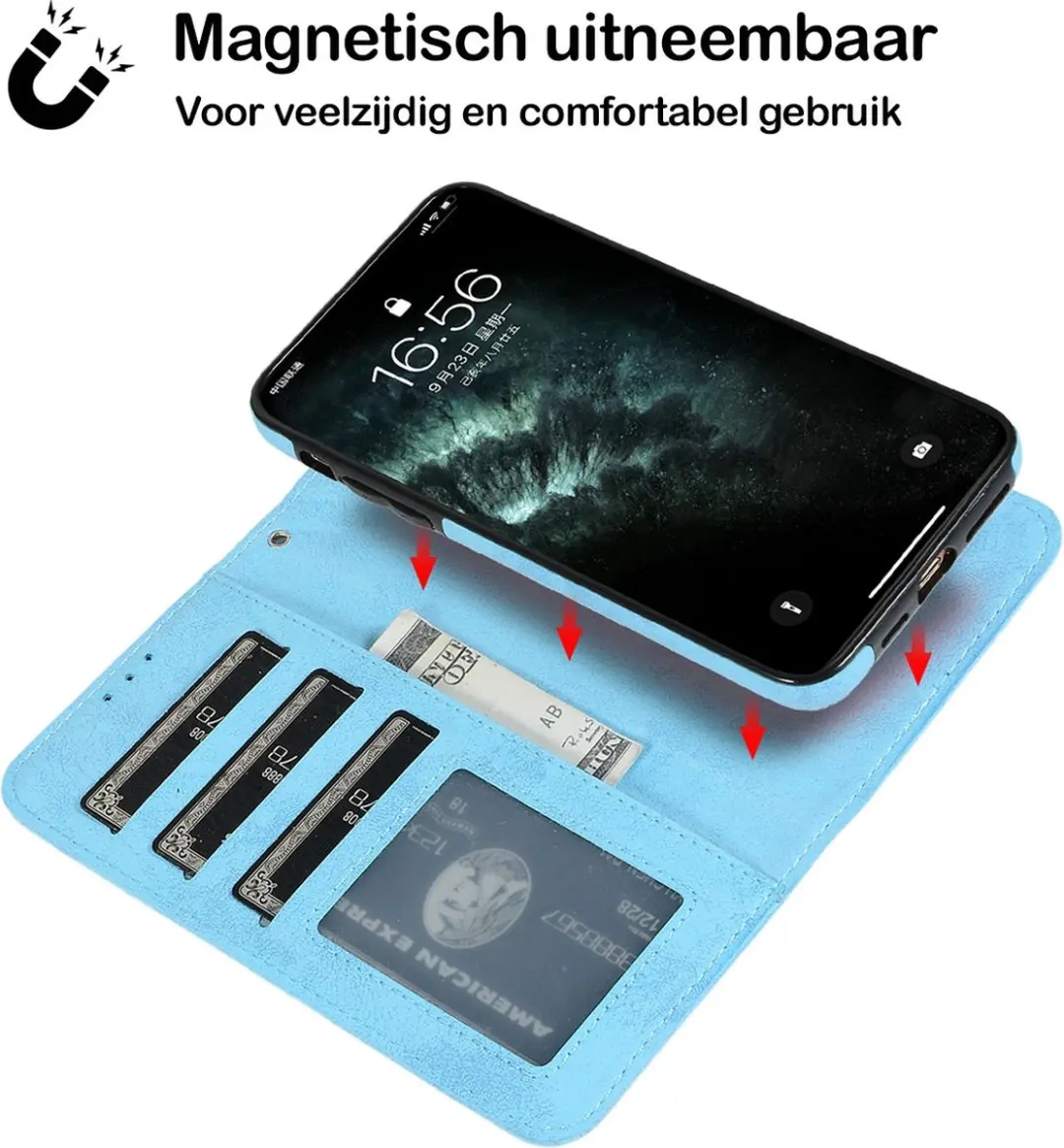 MobiQ 2-in-1 Wallet Case iPhone 11 Pro Max - lichtblauw