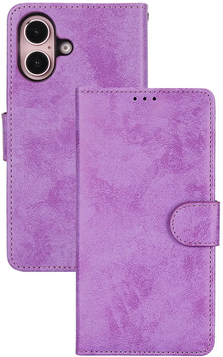 MobiQ Classic Wallet Case iPhone 16 - Paars - 46-00079