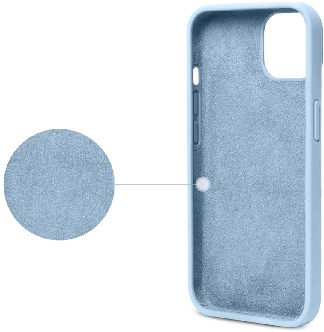 MobiQ Liquid Silicone Hoesje iPhone 14 - lichtblauw