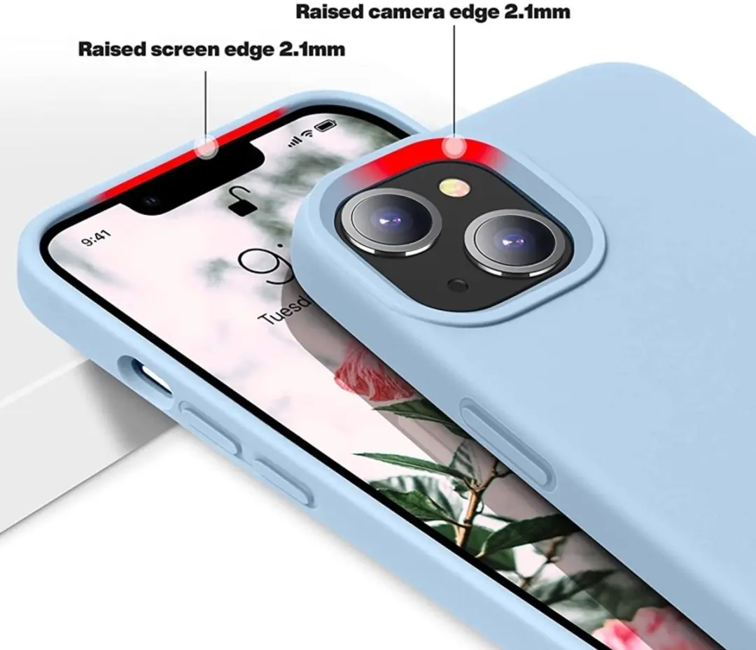 MobiQ Liquid Silicone Hoesje iPhone 14 - lichtblauw