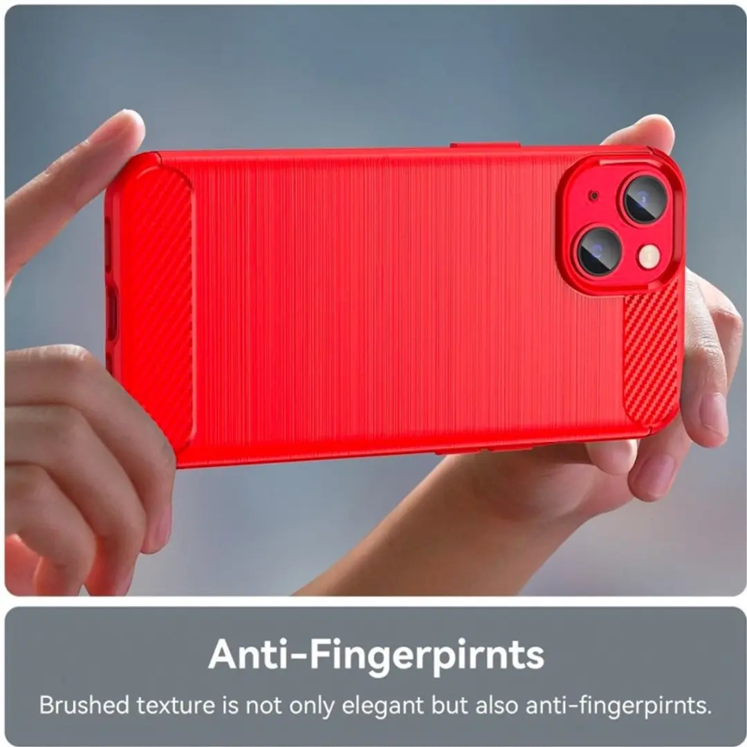 MobiQ Carbon Look Hoesje iPhone 14 Plus - Rood - 13-01896