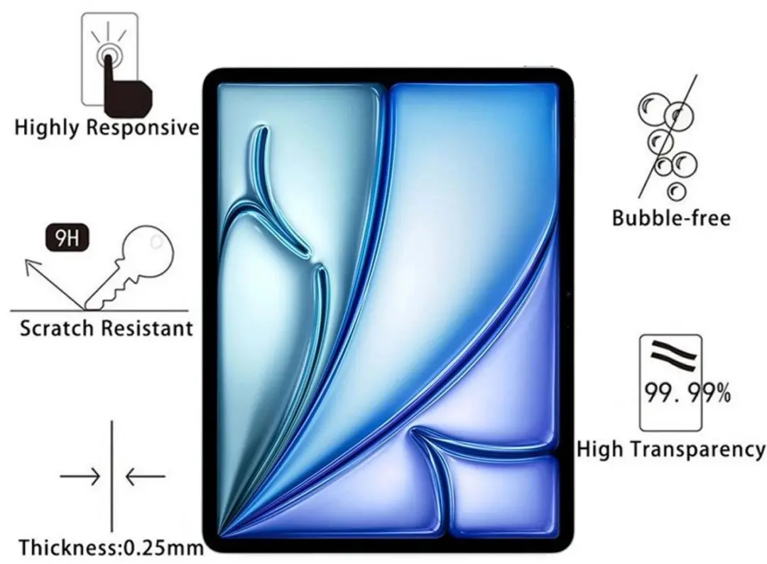 MobiQ Glazen Screenprotector iPad Air 13 (2025) 46-00969 - Transparant