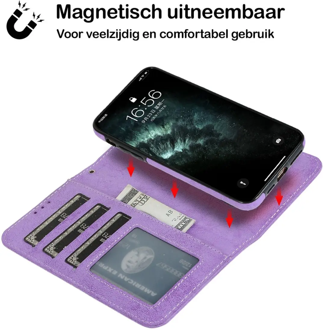 MobiQ 2-in-1 Wallet Case iPhone 12 Pro Max - Paars - MPN 13-01614