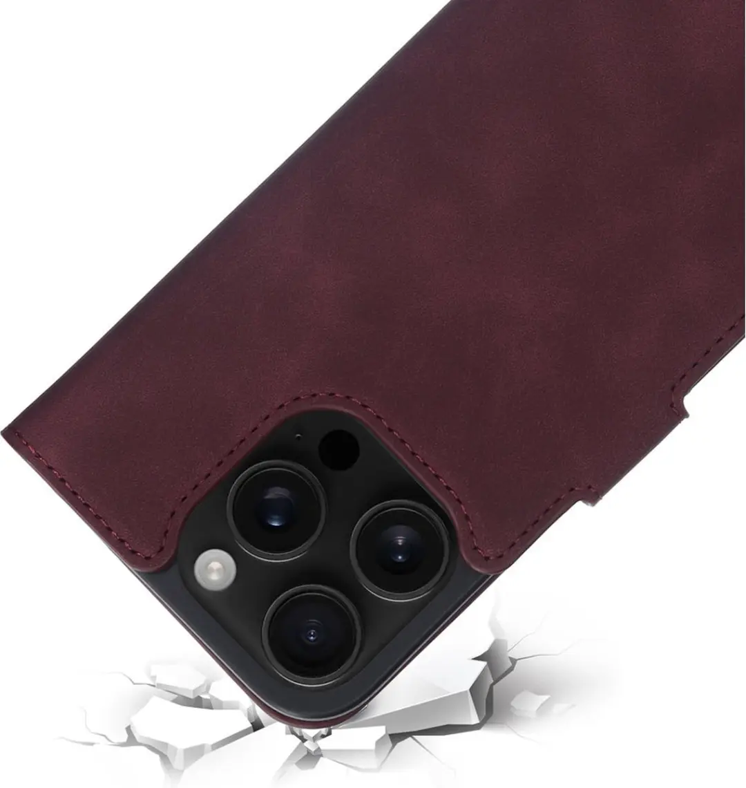 Mobiparts MP-128069 Hoesje iPhone 16 Pro - Wallet - Eco Leer - Paars/Rood