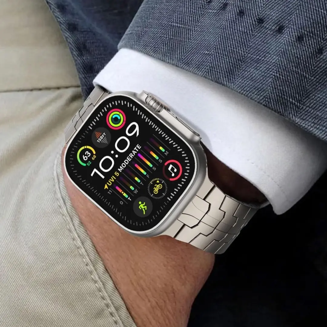 MobiQ Titanium Bandje Apple Watch 45mm - Titanium