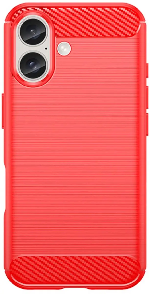 MobiQ Carbon Look Hoesje iPhone 16 - Rood - 46-00015