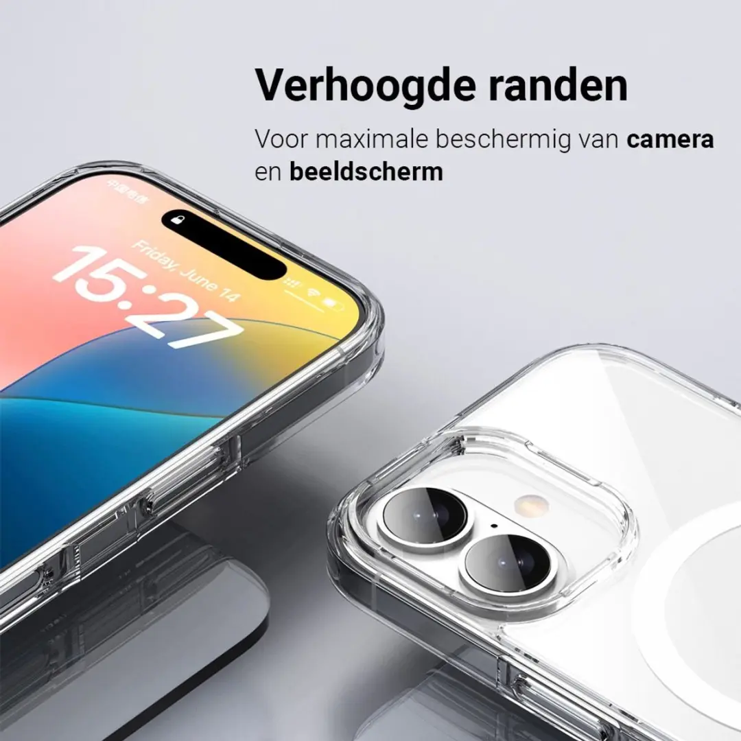 MobiQ Schokbestendige MagSafe Case iPhone 16 - Transparant/Paars - 46-00121
