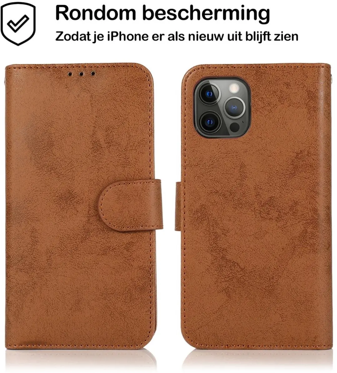 MobiQ 2-in-1 Wallet Case iPhone 15 Plus - 3 Pasjes - Bruin