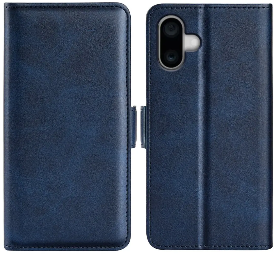 MobiQ PU Lederen Wallet Case iPhone 16 - Blauw - 46-00071