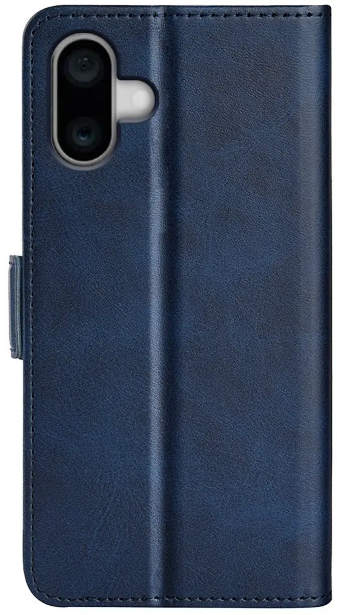 MobiQ PU Lederen Wallet Case iPhone 16 - Blauw - 46-00071