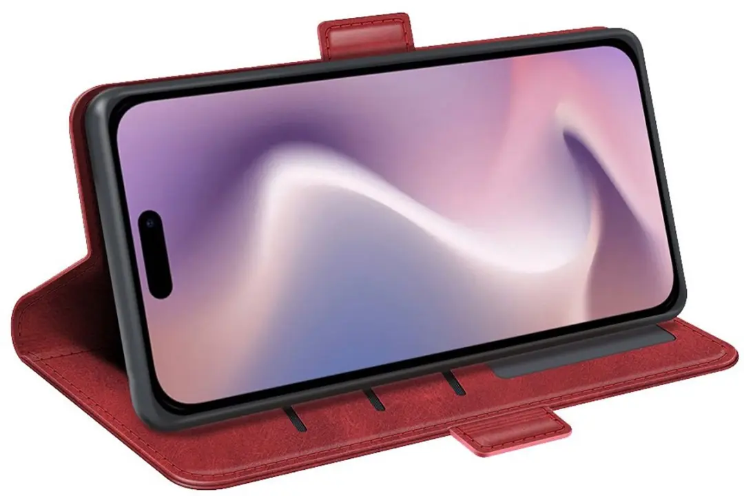 MobiQ PU Lederen Wallet Case iPhone 16 - Rood - MPN 46-00072