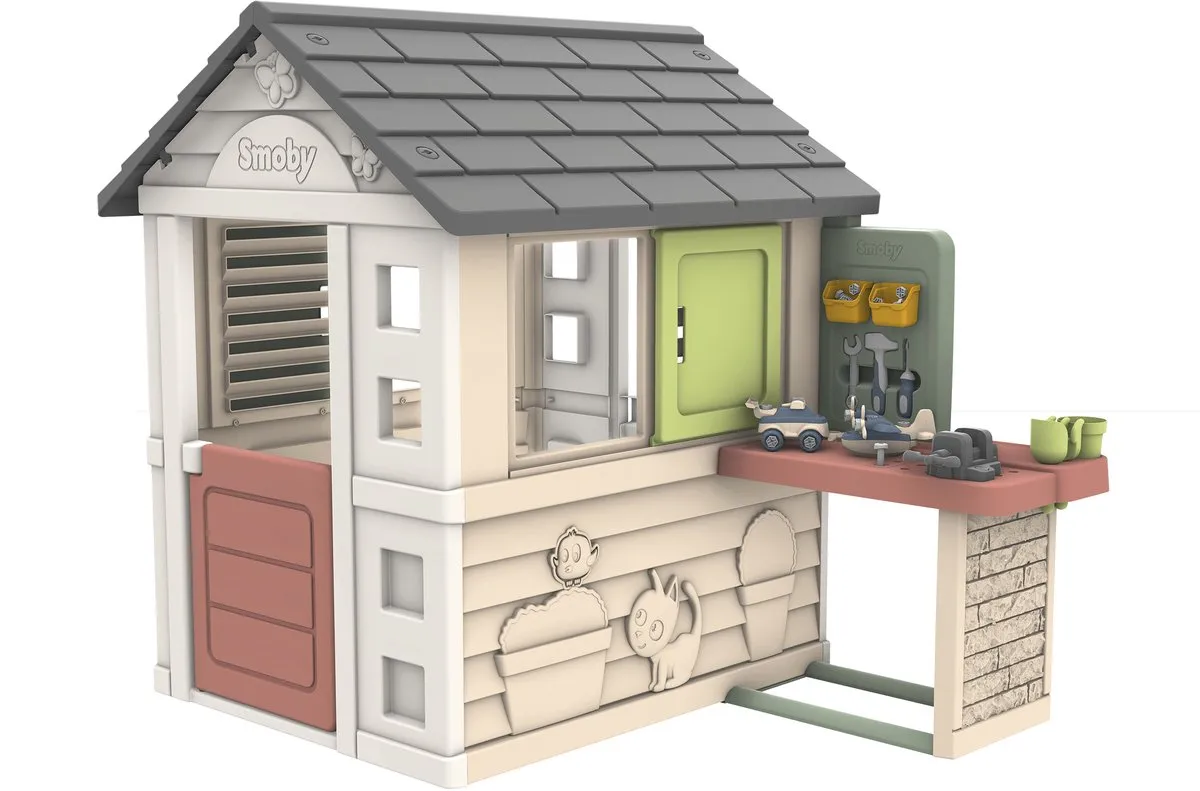Smoby Life Speelhuis Werkbank DHZ 7600810742 - Beige/Grijs/Groen/Rood/Wit