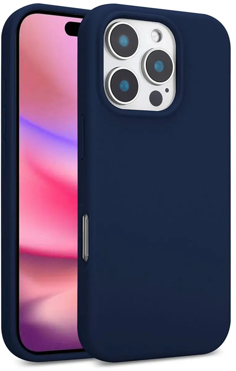 MobiQ Liquid Silicone Hoesje iPhone 16 Pro 46-00254 - donkerblauw