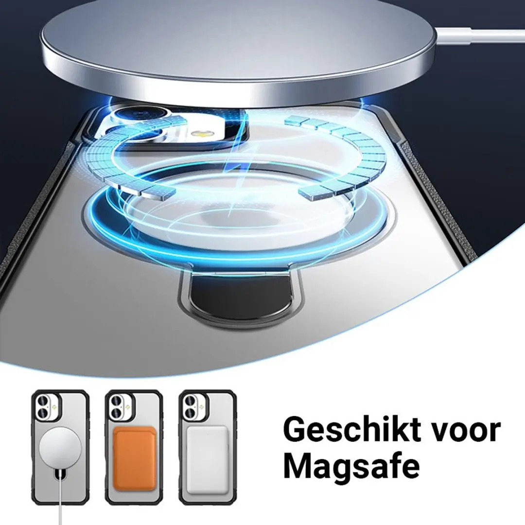MobiQ Magnetisch Ringstand MagSafe Hoesje iPhone 17 - 46-01549 - Zwart/Transparant