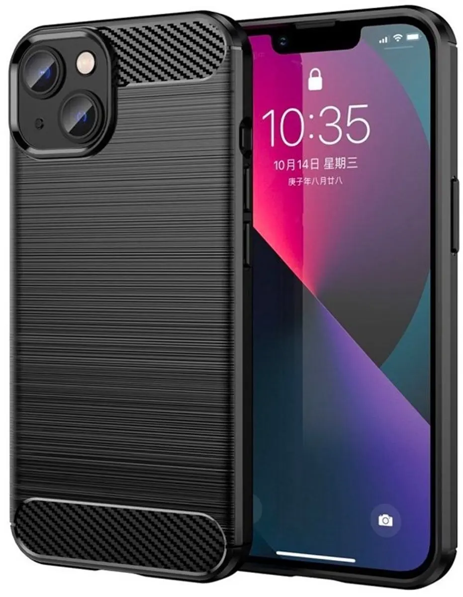 MobiQ Carbon Look Hoesje iPhone 15 Plus - Zwart - 13-03054