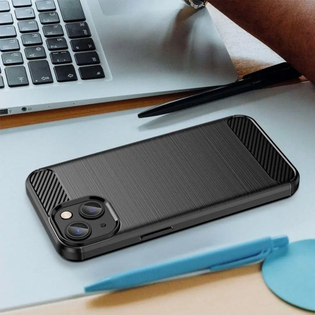 MobiQ Carbon Look Hoesje iPhone 15 Plus - Zwart - 13-03054