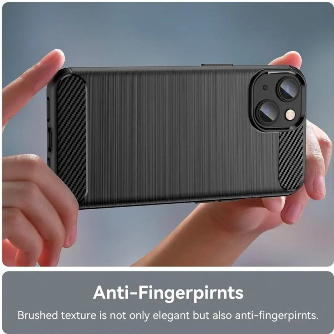 MobiQ Carbon Look Hoesje iPhone 15 Plus - Zwart - 13-03054