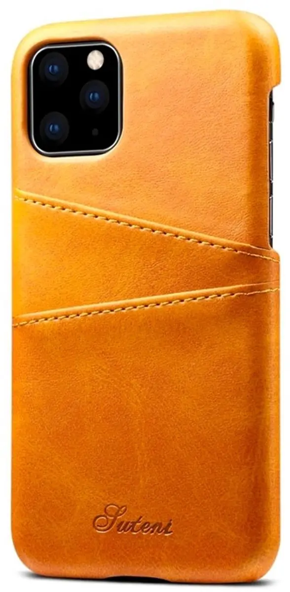 MobiQ iPhone 11 Leer Pashoesje - 2 Pasjes - tan brown