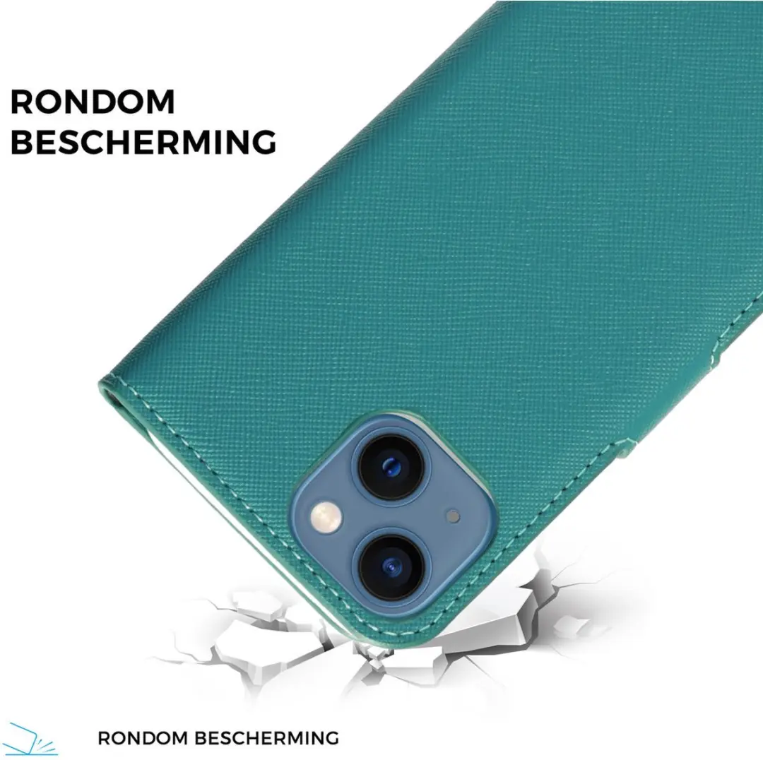 Mobiparts Saffiano Wallet Hoesje iPhone 13 Mini - Turquoise - MP-5000650