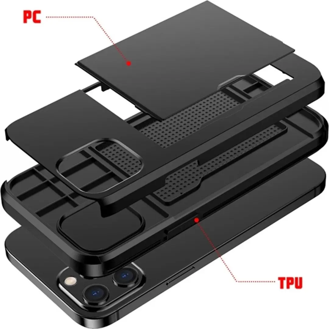 MobiQ Hoesje iPhone 12 Pro - Pashoeder Wit - 2 Stuks