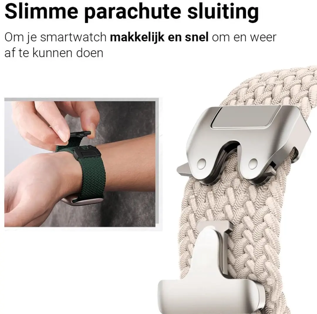 MobiQ Gevlochten Nylon Bandje Apple Watch 42mm - Starlight