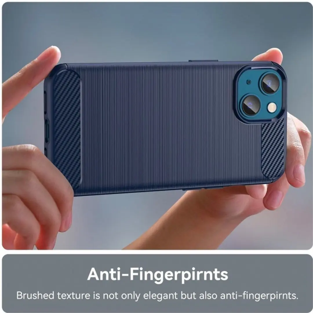 MobiQ Carbon Look Hoesje iPhone 14 - Blauw - 13-01759