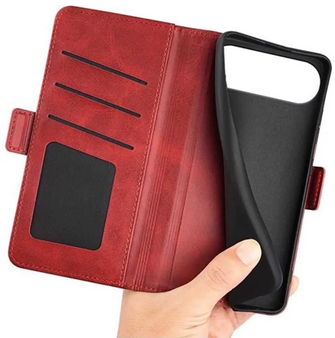 MobiQ PU Lederen Wallet Hoesje iPhone 17 Air - Rood - MPN 46-01286