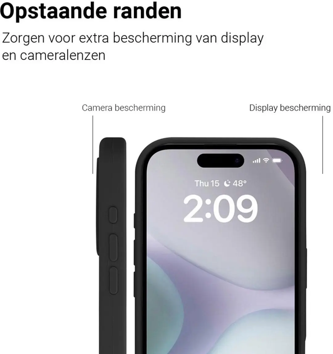 MobiQ Liquid Silicone Hoesje iPhone 16 Plus 46-00135 - Zwart