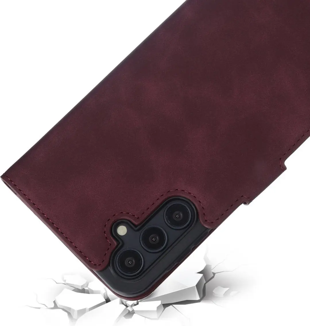 Mobiparts MP-128071 Hoesje Samsung Galaxy A15 - Wallet - Eco Leer - Paars/Rood