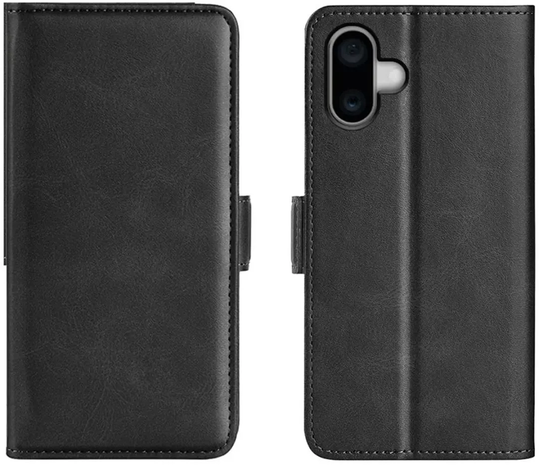 MobiQ PU Lederen Wallet Case iPhone 16 - Zwart - 46-00070